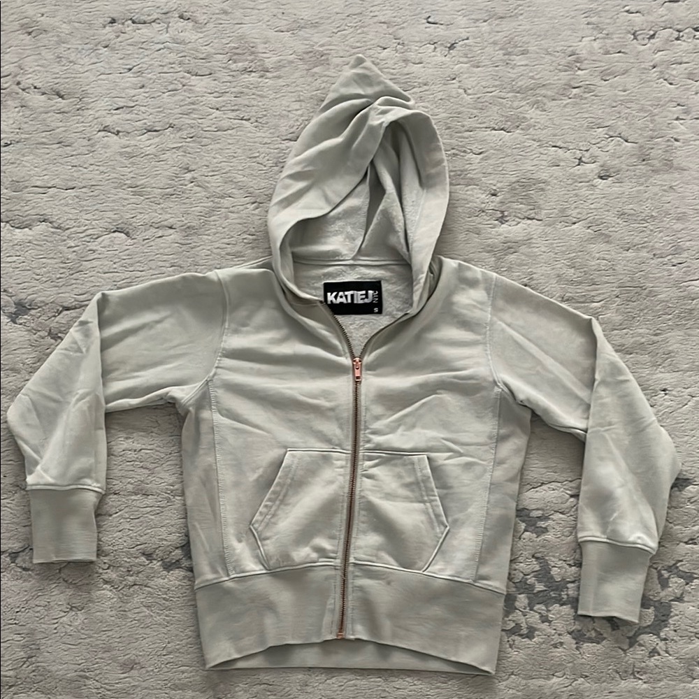 Katie J NYC Gray Zip-Up Hoodie Sweatshirt